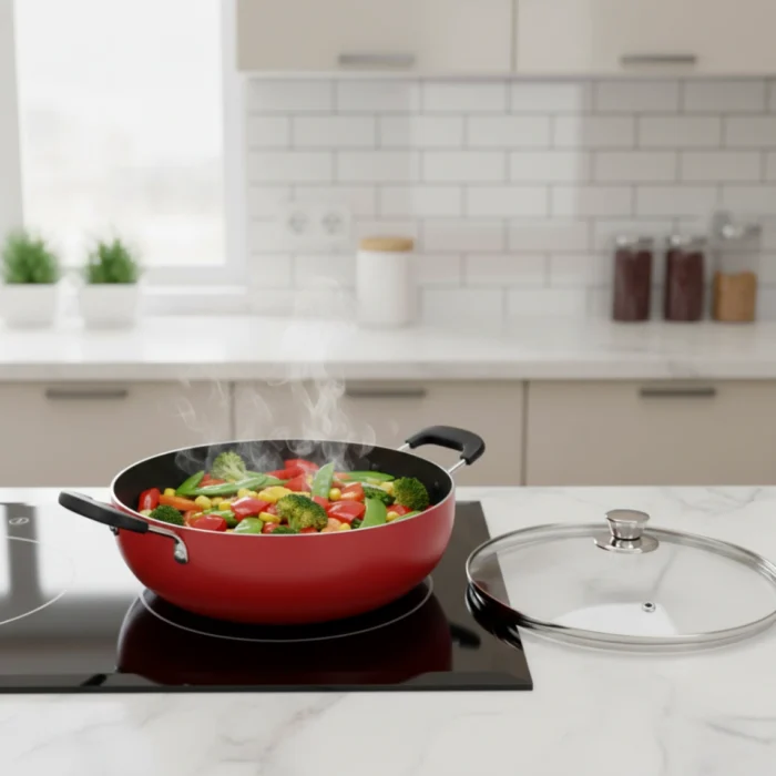 Non-Stick Kadai with Glass or SS Lid – 24/26 cm, Induction & Gas Compatible, 3.25 mm Thick - Image 1